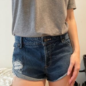 Roxy Button-fly Distressed Denim Short